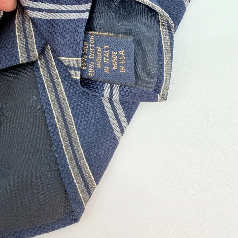 Brooks Brothers Tie Set Mens Gold Navy Striped Silk Cotton Ivy Prep Office